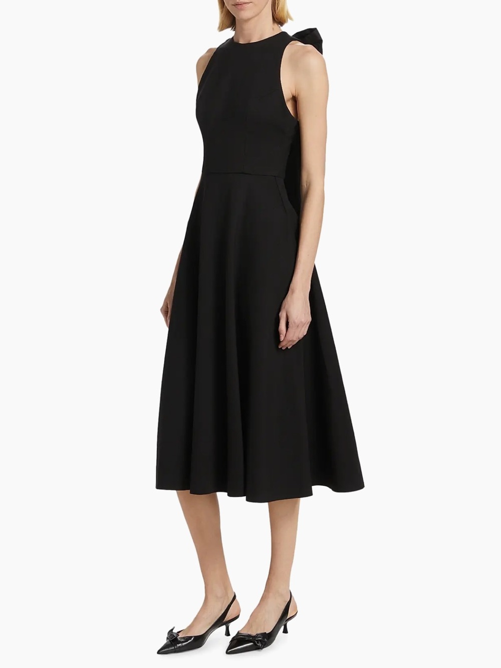 NEW Saks As It May Mani Bow Back Sleeveless Midi Dress in Black - Size XS (2)